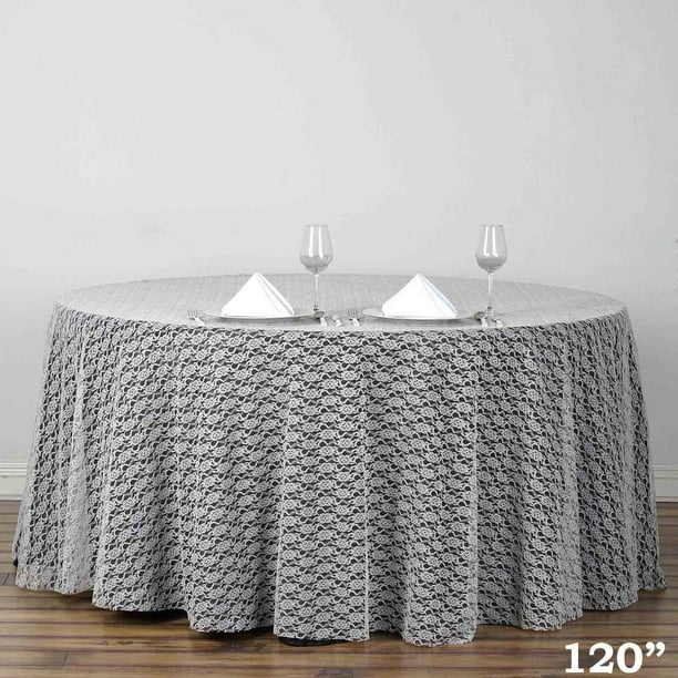 Balsacircle 120 Inch Ivory Round Polyester Tablecloth With Fl Lace Table Linens Wedding Party Events Decorations Kitchen Dining Com Fl Lace Table Linens Wedding Party, Round Lace Tablecloths 90 Inch