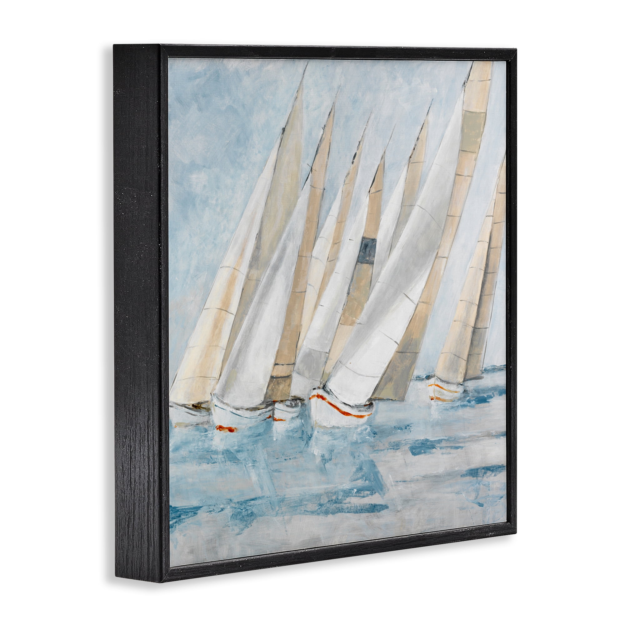 Stupell Industries Sailboat Regatta Coastal Scene Black Framed Giclee Art, design by Lorenzo Collective