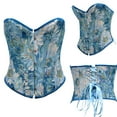 thumbnail image 2 of Fjofpr Cyber And Monday Deals Blue Corset Tops for Women Women Print Bandage Sexy Court Vintage Corset Straps Tank Top, 2 of 8