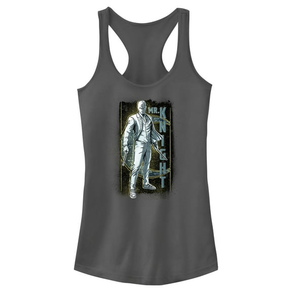 Junior's Marvel: Moon Knight Sketch Portrait of Mr. Knight  Racerback Tank Top Charcoal Large
