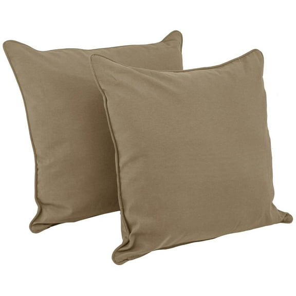 Blazing Needles 25-inch Double-corded Solid Twill Square Floor Pillows with Inserts (Set of 2), Toffee