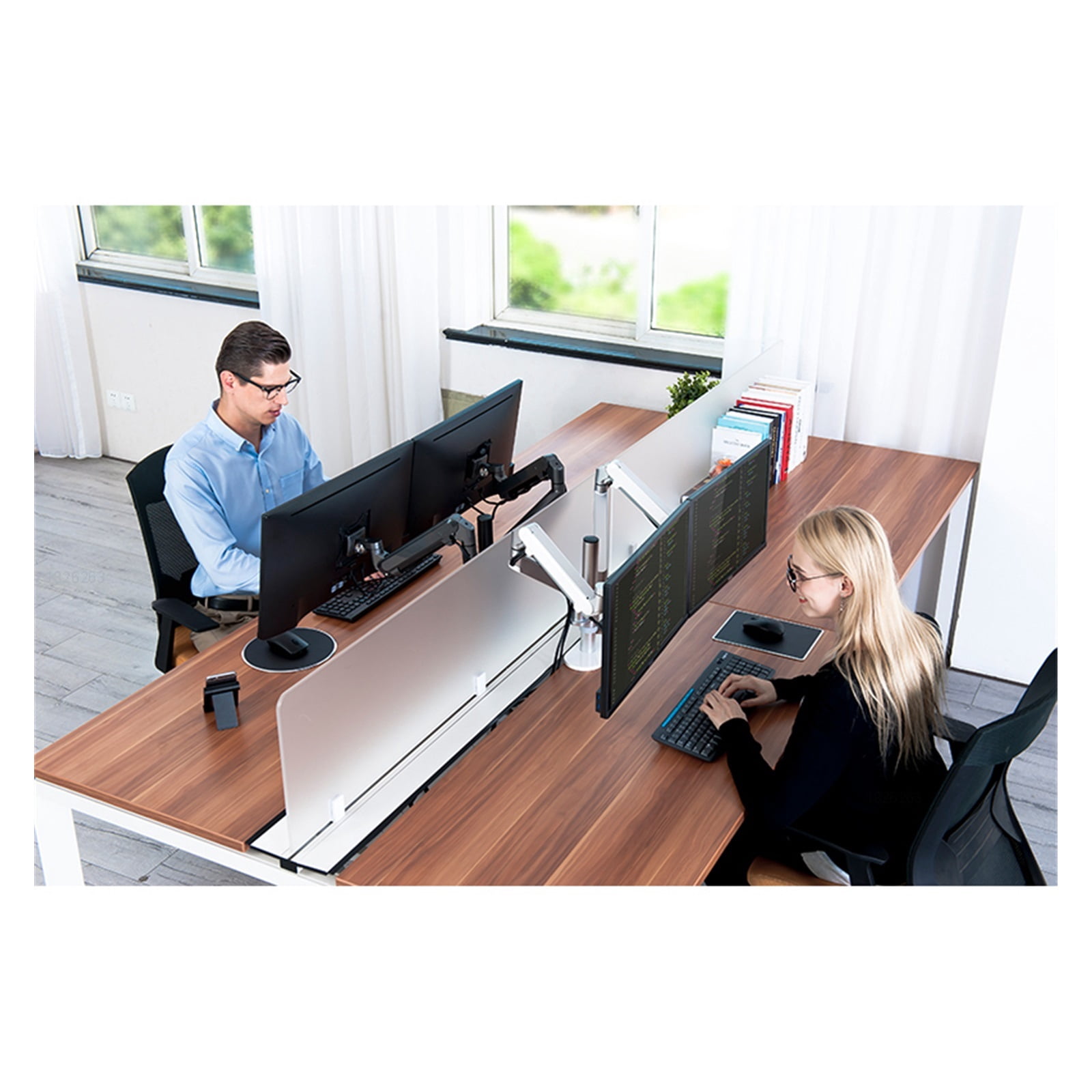 Desktop 17-32 Inch Dual Monitor Mount Arm Full Motion Aluminum Monitor Holder Gas Spring Arm Load 2-8kgs Each ,Easy Setup