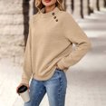 thumbnail image 5 of ClodeEU Women's Crew Neck Waffle Knit Drop Shoulder Long Sleeve Pullover,Casual Loose Basic Sweatshirt Top Khaki,Women's Plus M, 5 of 9