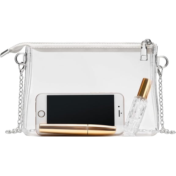 Clear Purse for Women - Stadium Approved Small Crossbody Bag with Zipper, Clear Stadium Bag for Concerts, Sports
