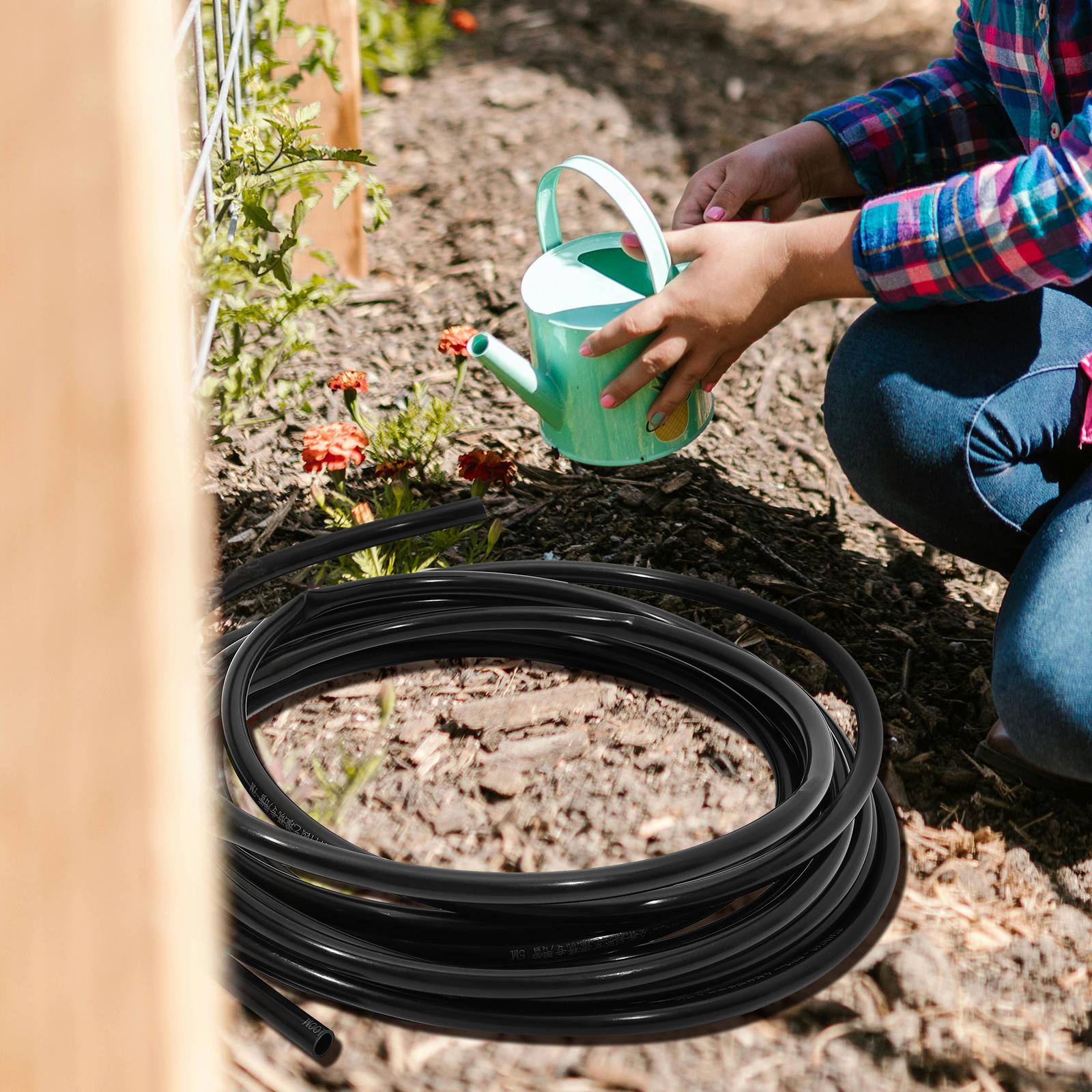 ELAYARD 1 Roll Garden Irrigation Pipe PE Black Watering System for Homeowners