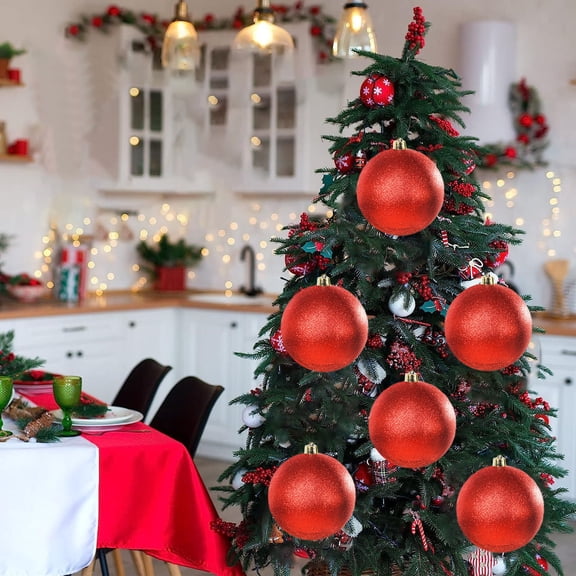 Shatterproof Christmas Ornaments, Commercial Grade Plastic Glitter Balls for Indoor and Outdoor Decor, Festive Spherical Decorations with Easy Hanging Loop, Durable Holiday Tree and Party Decorations
