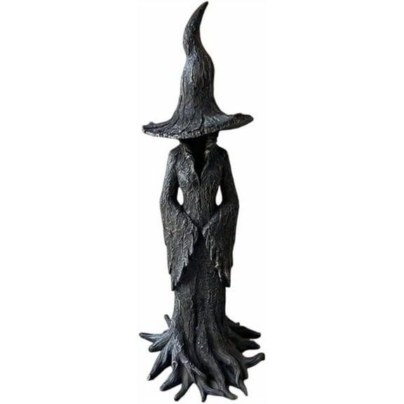 The Enchanting Witch Statue, Cracker Barrel Witch Statue, 11.8" Resin Halloween Gothic Decoration, Funny Retro Magician Mysterious Small Statues for Home, Desktop, Yard, Patio Decor