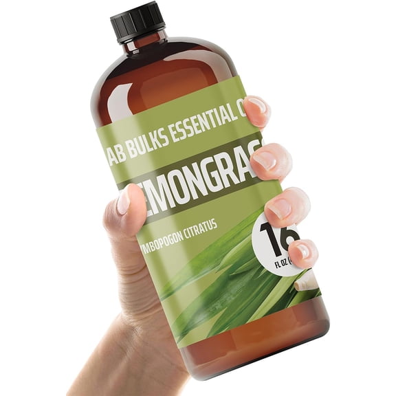 Lab Bulks Lemongrass Essential Oil 16 fl oz (Pack of 1) for Diffusers, Home Care, Candles, Hair and Room Spray