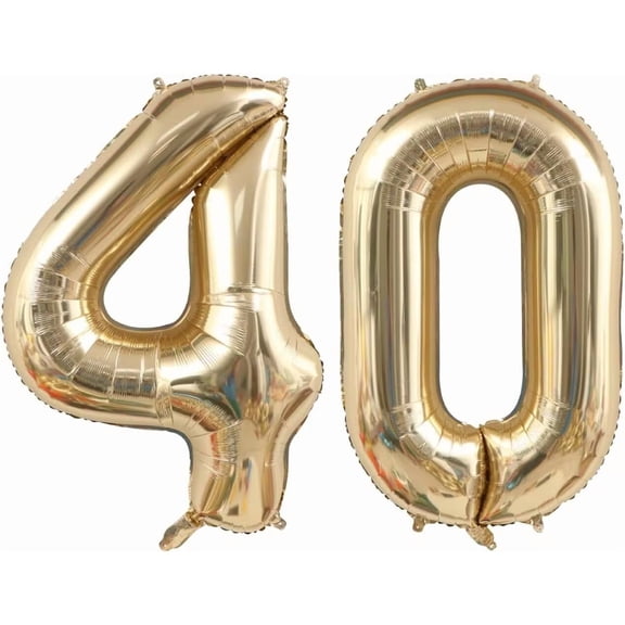 Large Light Gold 40 Balloon Number 40 Inch, Helium Mylar Foil Champagne Gold Birthday Decor for Anniversary Wedding Party, Brown
