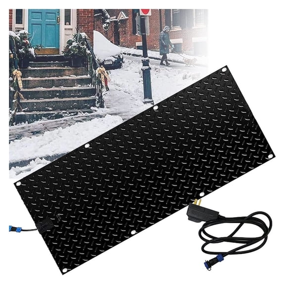 Snow Melting Walkway Mat,Heated Outdoor Mats,Snow & Ice Melting Mat Slip-Proof Rubber Heated Mat Connection W/Power Cord Heated Driveway Pad,2 In/H Melting Speed,10 * 60in ,Melts Quickly