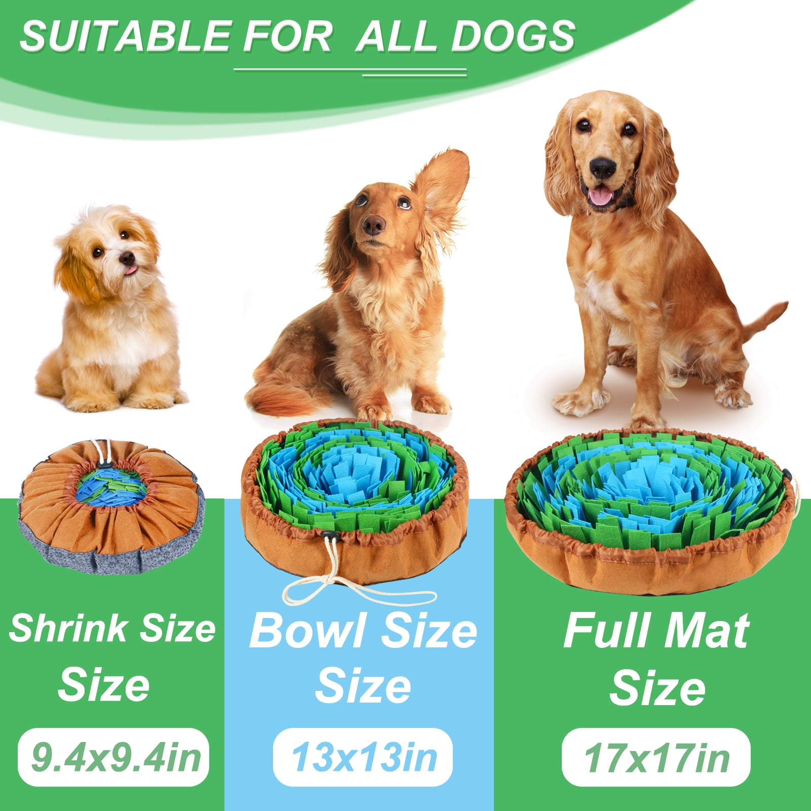 RundA Snuffle Mat for Dogs, 17'' x 21'' Dog Snuffle Mat