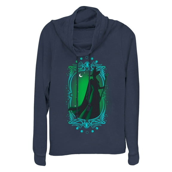 Junior's Wicked Elphaba Silhouette Frame  Cowl Neck Sweatshirt