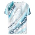 thumbnail image 3 of cocolona Womens Summer V Neck Short Sleeve T-shirts Fashion Casual Loose Vintage Print Tops Lightweight Comfy Tees Blouse, 3 of 4