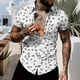 thumbnail image 1 of Ceisia Men Casual Fashion Turndown Collar Stripe Printing Gift Short Sleeve Button Shirt, 1 of 6