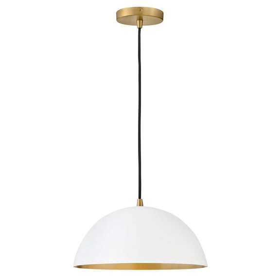 83307MW Lark Lou - 1 Light Pendant In Modern and Mid-Century Modern Style-7.25 Inches Tall and 14 Inches Wide-Matte White/Lacquered Brass Finish