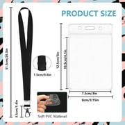 Lanyard with ID Badge Holder 3Pcs Lanyard Neck Strap with Card Holder Black Lanyard for Keys, School & Office, Lanyard for Women & Men
