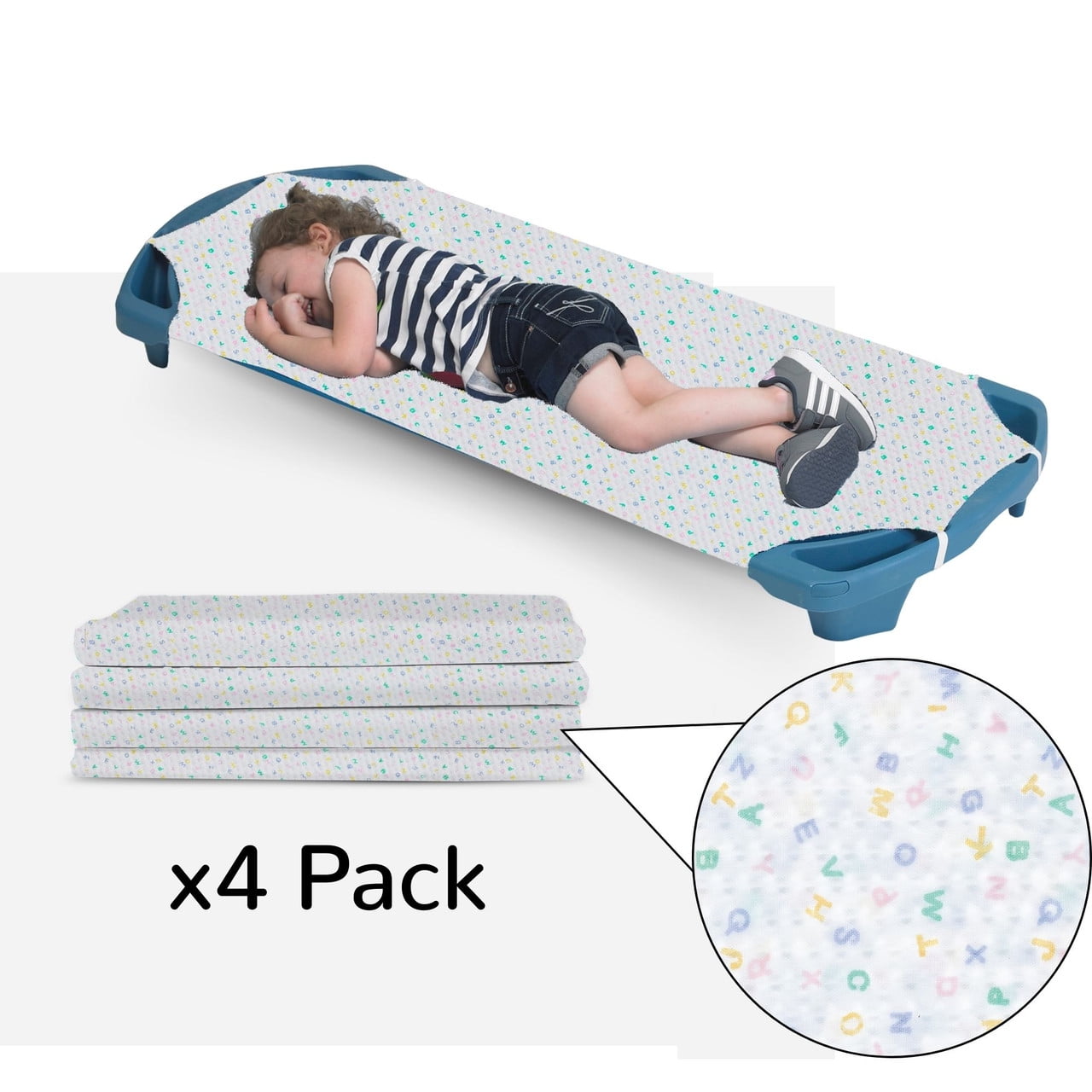 Angels Rest® Cot Sheet – Standard Size, Secure-Fit Bedding for Daycare & Preschool - 4 pack | Children’s Factory