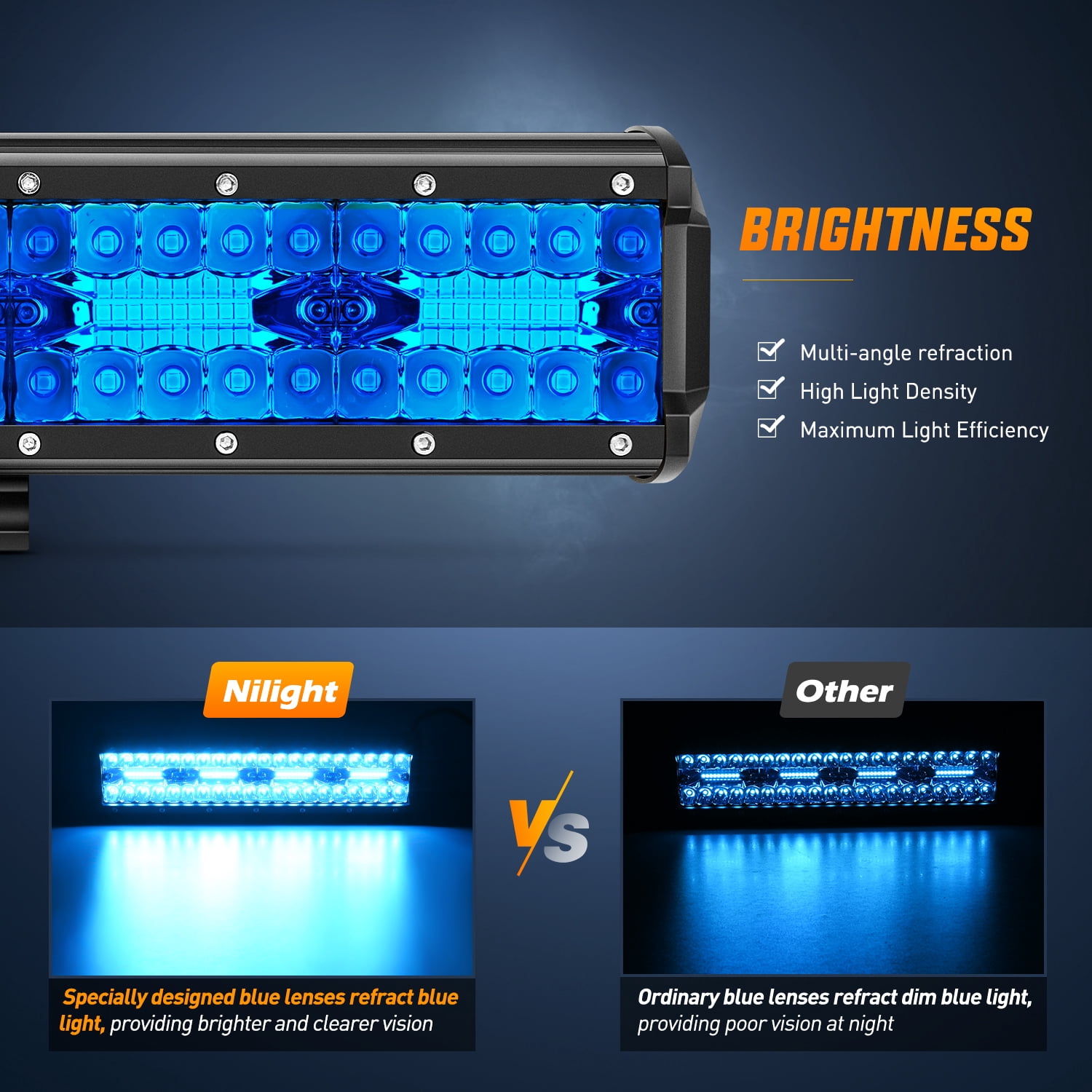 Nilight 12Inch LED Light Bar Blue Triple Row 240W Spot & Flood Combo 30000LM Driving Boat Led Off Road Lights Fishing Hunting Emergency Safety Lights for UTV Pick-up Van Tractor