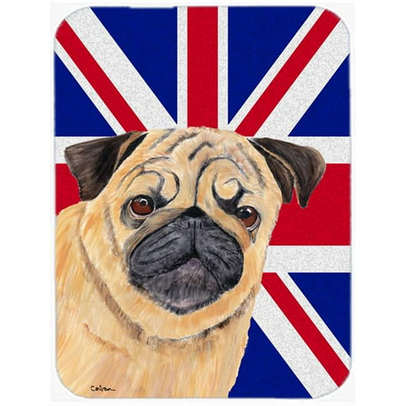 7.75 x 9.25 In. Pug With English Union Jack British Flag Mouse Pad, Hot Pad Or Trivet