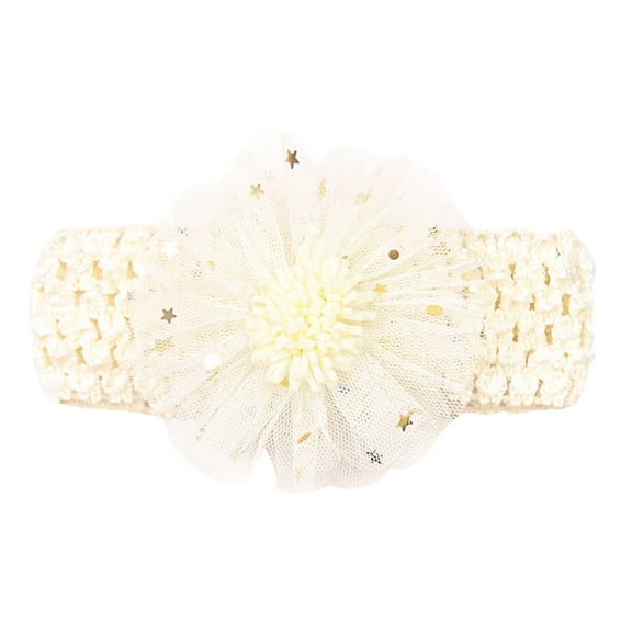 Qopobobo Baby Girl Headbands Toddler Baby Boys Girls Nylon Stretch Solid Bow Hairband Headwear Headband Hair Accessories Beige,One Size