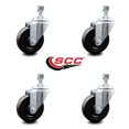 thumbnail image 2 of 4 Inch Hard Rubber Wheel Swivel 10mm Threaded Stem Caster Set Service Caster, 2 of 2