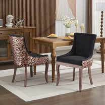 Modern Solid Wood Dining Chairs - 2-Pack with Thick Fabric & Bronze Nail Head