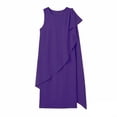thumbnail image 4 of ClodeEU Women's Chiffon Sleeveless Crewneck Midi Dress ,Casual Solid Color Summer Dress Purple,Women's Plus S, 4 of 5