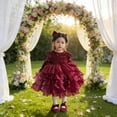 thumbnail image 2 of HXWCHs Robe de Fête et Brillance Robe de Fête pour Filles Robe Élégante avec Paillettes Scintillantes pour Rouge 9-10 Ans, 2 of 5