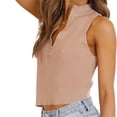 thumbnail image 3 of Womens Sleeveless Zipper Knit Crop Tops Short Knit Sweater Tops, 3 of 6