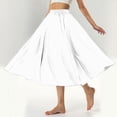 thumbnail image 6 of Generic Women's Faux Suede Elastic Waist Midi Long Skirts Casual A Line Flowy Summer Large Solid Skirt, 6 of 7