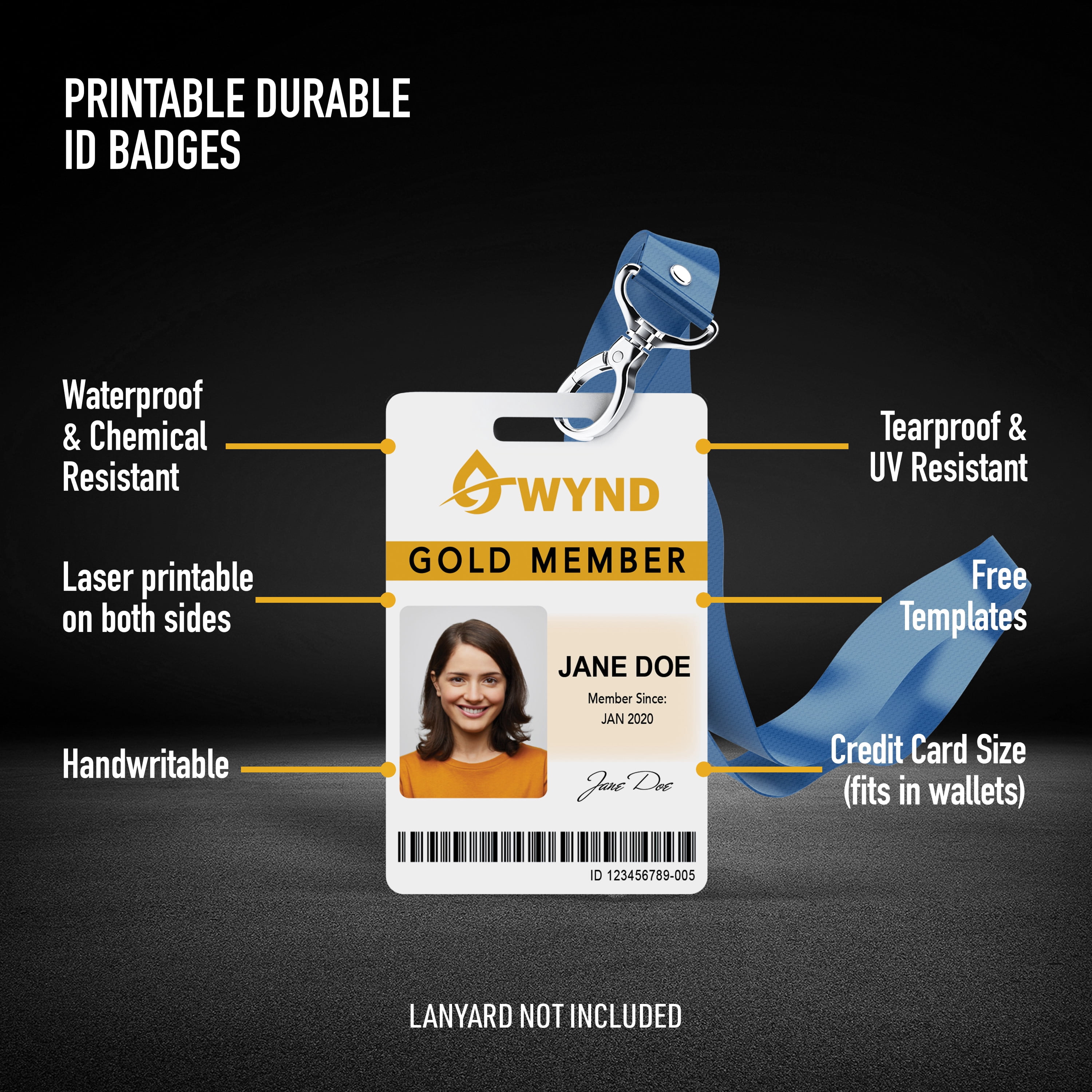Avery Tall  ID Badges for Lanyards, 80ct, 3.375" x 2.125" (61612)