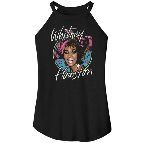 Whitney Houston Stars Black Women's Sleeveless Rocker Tank Top