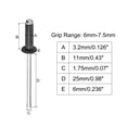 thumbnail image 2 of Unique Bargains 3,2 Mm x 11 Mm en Aluminium Tête Ronde Plate Rivets Aveugles Mandrin de 25 Mm, Noir 100 Pack, 2 of 5