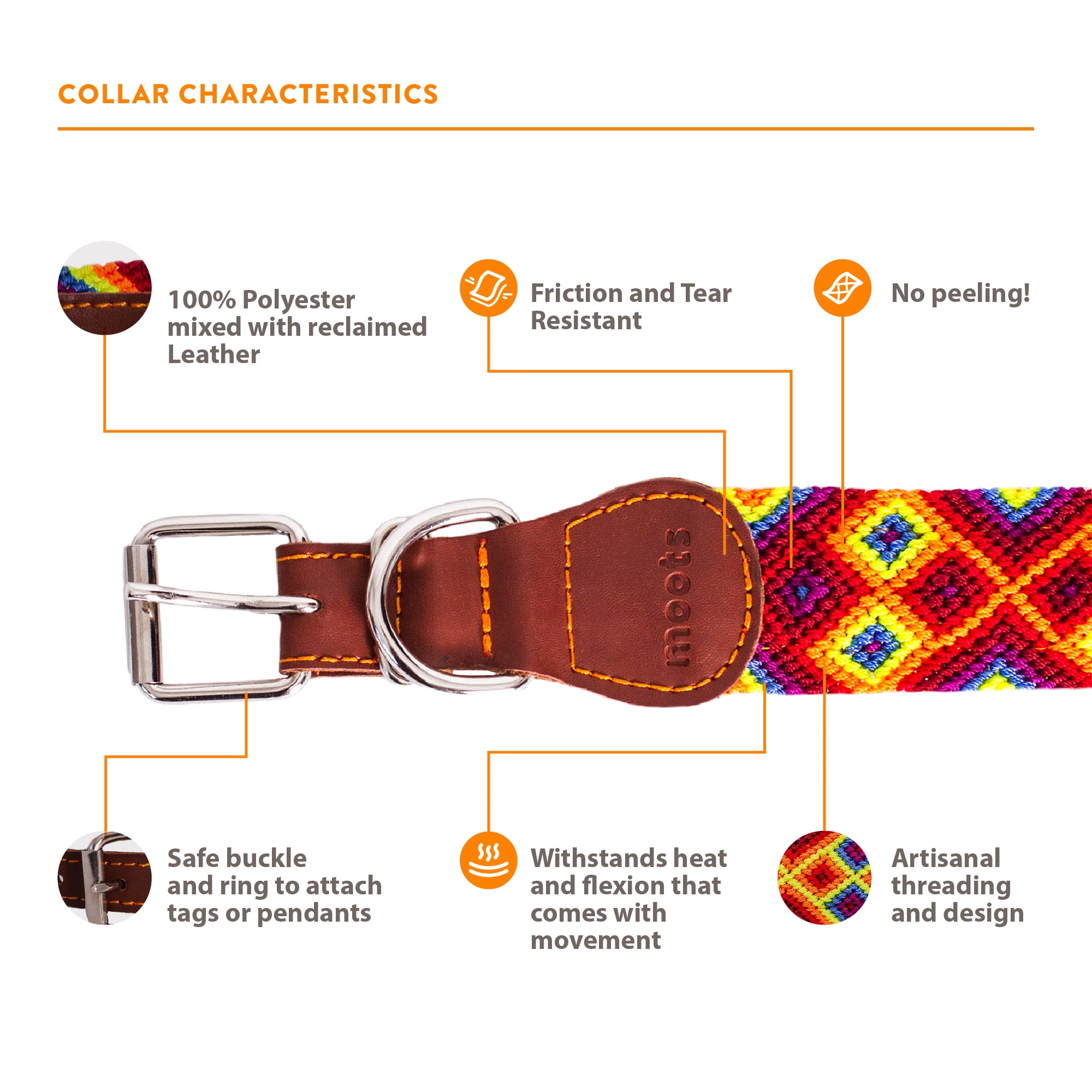 Moots Root Hand-Knitted Leather Pet Collar Red Medium