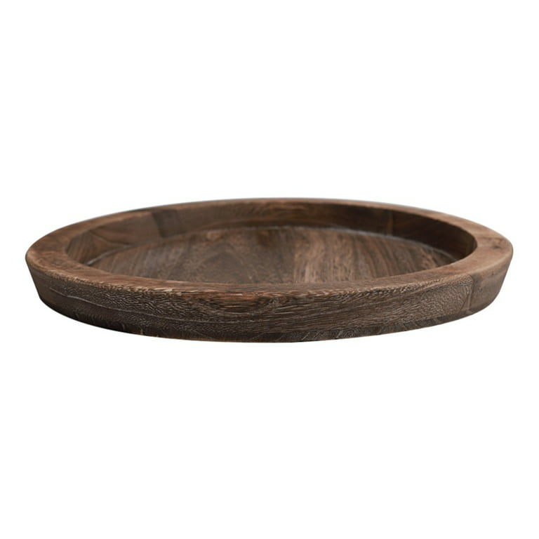 Uxcell 12 Round Wood Serving Tray Decorative Platter Home Kitchen Candle,  Brown