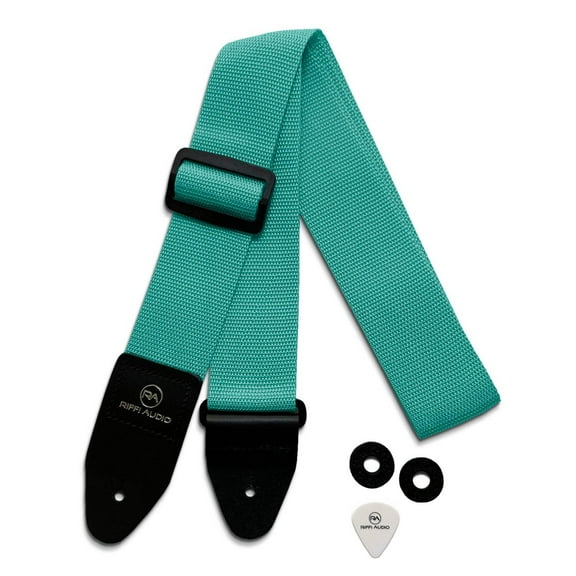 Riffi Audio Guitar & Bass Strap Teal with Pick and Strap Locks 2-Inch
