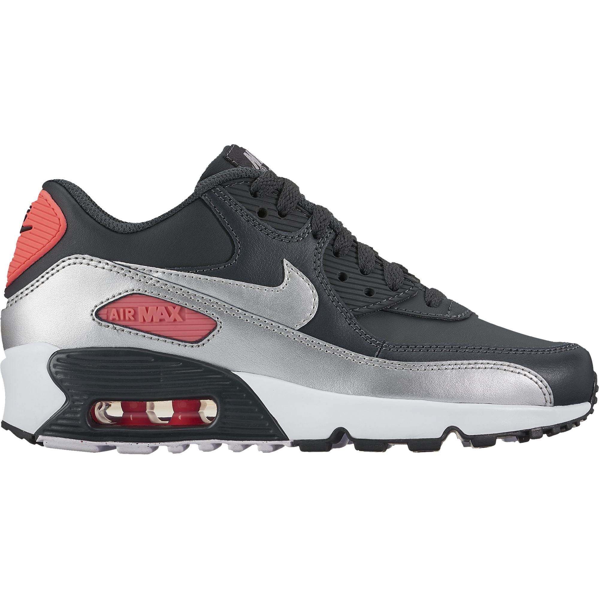 Nike Air Max 90 LTR Girl's Shoe Anthracite/ Metallic Silver-Hot Punch 5.5Y  - Walmart.com