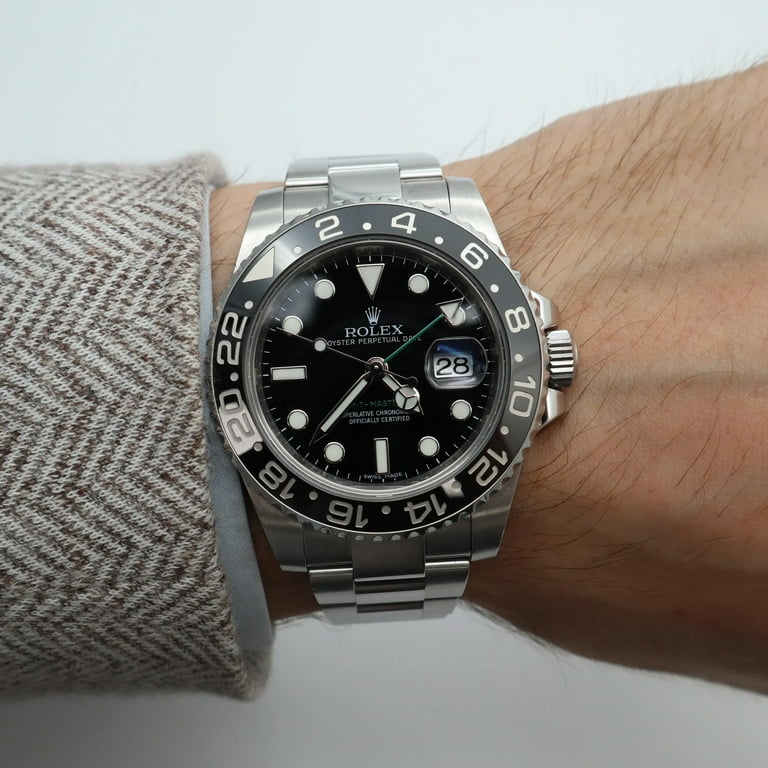 Rolex GMT Master II Steel Ceramic Bezel Black Dial Automatic Mens