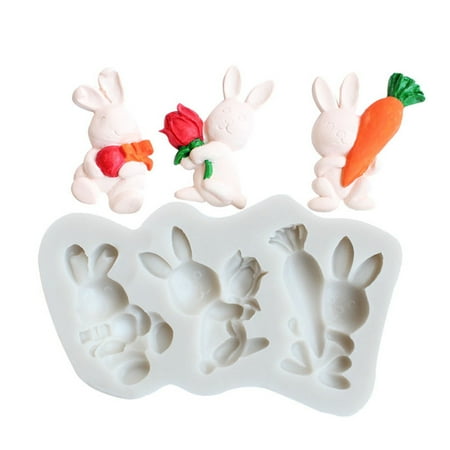 

Midewhik Easter Decorations For The Home Rabbit Bunny Silicone Fondant Mold Chocolate Cake Ice Mould Tray
