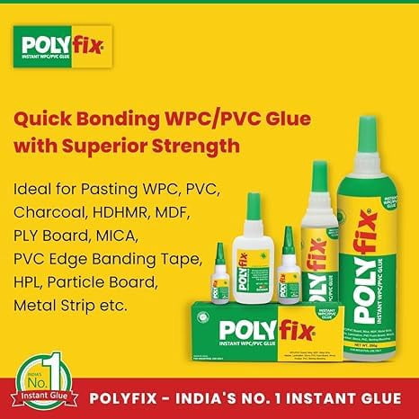 POLYFIX WPC/PVC Glue, Gels, Strong Bond, Quick Setting, Clear, 125g