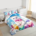 thumbnail image 3 of Castle Fairy Kawaii Bow Cat Girl Twin Comforter Sets,Happy Easter Eggs Bedding Set, 3 of 8