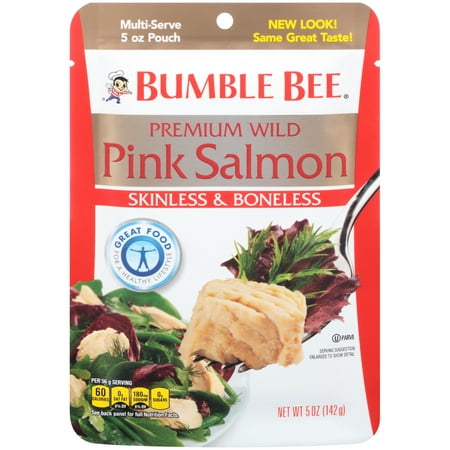 (3 Pack) Bumble Bee Premium Skinless & Boneless Wild Pink Salmon, Ready to Eat Salmon, High Protein Food, 5oz Pouch