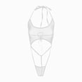 thumbnail image 5 of HCNTES Women's See Through Mesh Bodysuit Tie Backless High Cut String Halter Lingerie (White,XL), 5 of 5