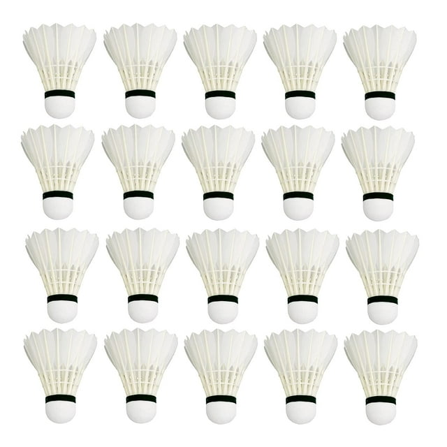 PR Professional Badminton Feather Shuttlecocks | White , Pack Of 20