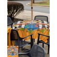 thumbnail image 4 of Outdoor Tablecloth with Umbrella Hole and Zipper, Thanksgiving Pumpkin Square Table Cloth 60x60 Inch Waterproof Tablecloth, Fall Straw Man Leaves Farmhouse Plaid Picnic Table Cover for Patio Camping, 4 of 7