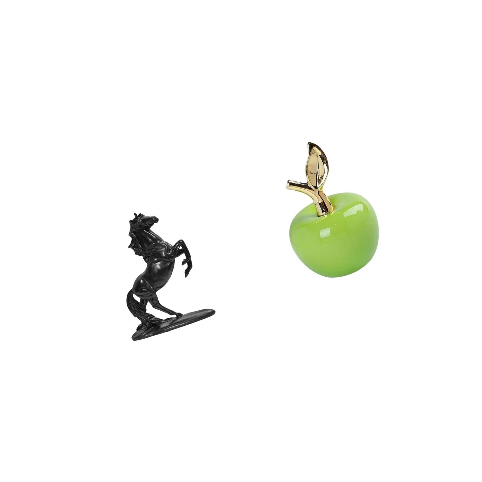 Dualoai Equestrian Fruit Sculpture Ceramic Horse Figurine Ornament for Bedroom Landscape Cafe Study Room Holiday Home Decoration