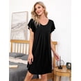 thumbnail image 6 of Uniexcosm Nightgown Womens Soft Sleepwear Pleated Comfy Short Sleeve Flare Nightdress S-XXL, 6 of 8