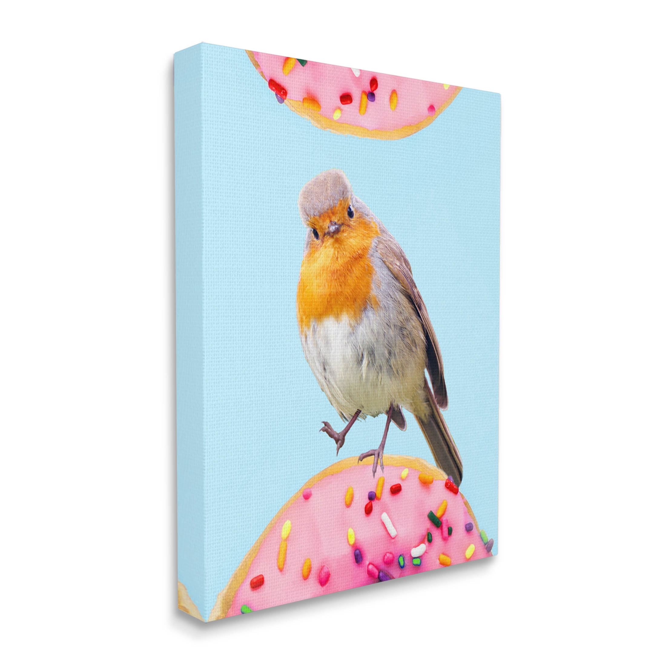 Bird Perched Sprinkled Donut Animals & Insects Graphic Art Gallery Wrapped Canvas Print Wall Art