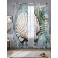 thumbnail image 2 of Blue Coastal Sheer Curtains 84 Inch Length 2 Panels Set, Retro Botanical Beach Nautical Shell Voile Window Treatment Rod Pocket Curtains Sheers Drapes for Bedroom/Living Room/Kitchen 52"x84"x2, 2 of 7