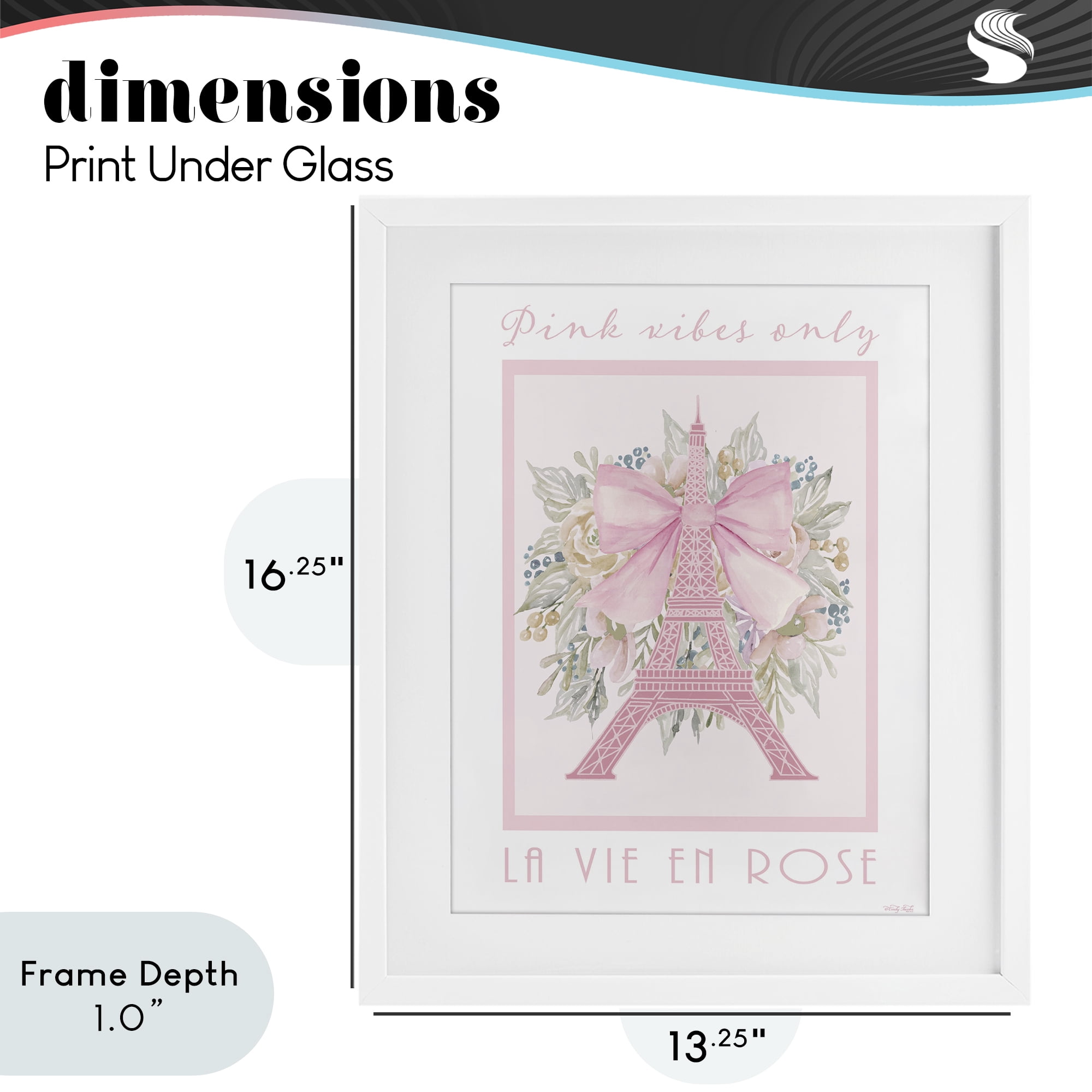 Stupell Industries Pink Vibes Only Paris White Framed Print Under Glass, design by Cindy Jacobs